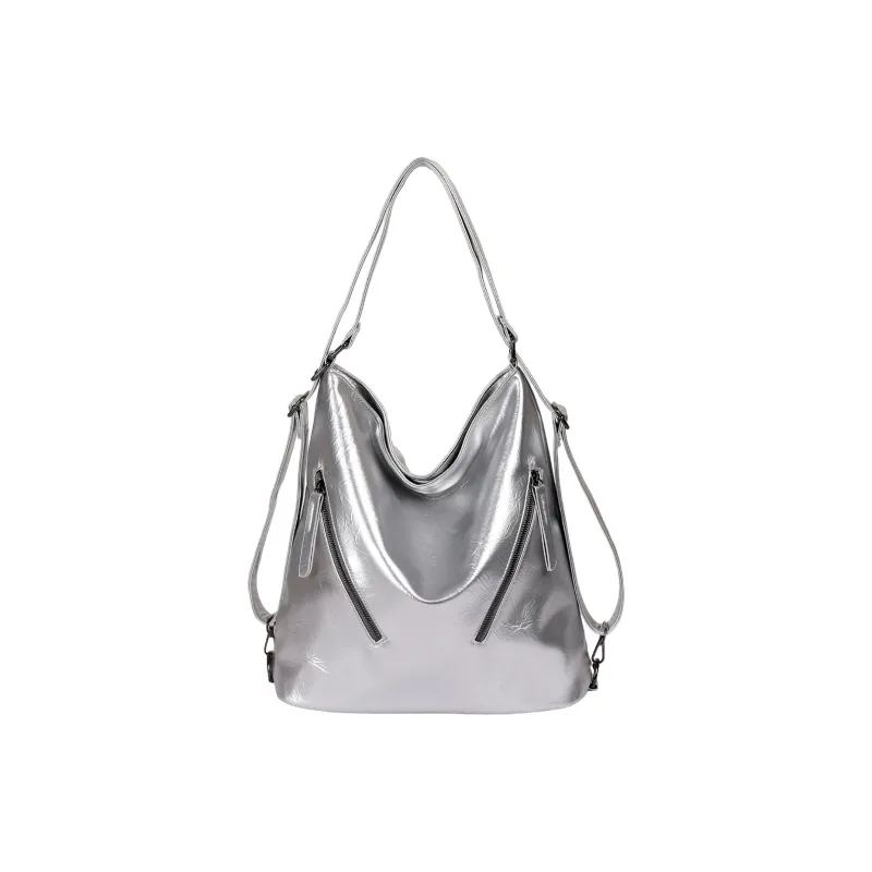 UNITE STAR PU Tote Shoulder Bag Backpack Regular Women's Black/Silver/Ecru-4