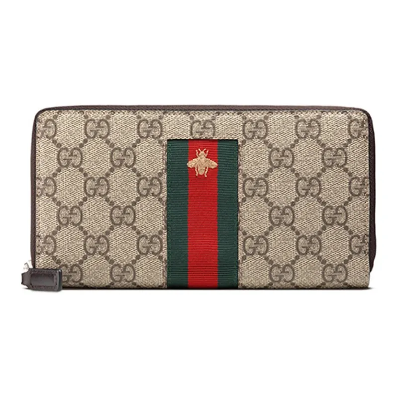 GUCCI Canvas With Leather Wallet Men's Beige/Ebony-0