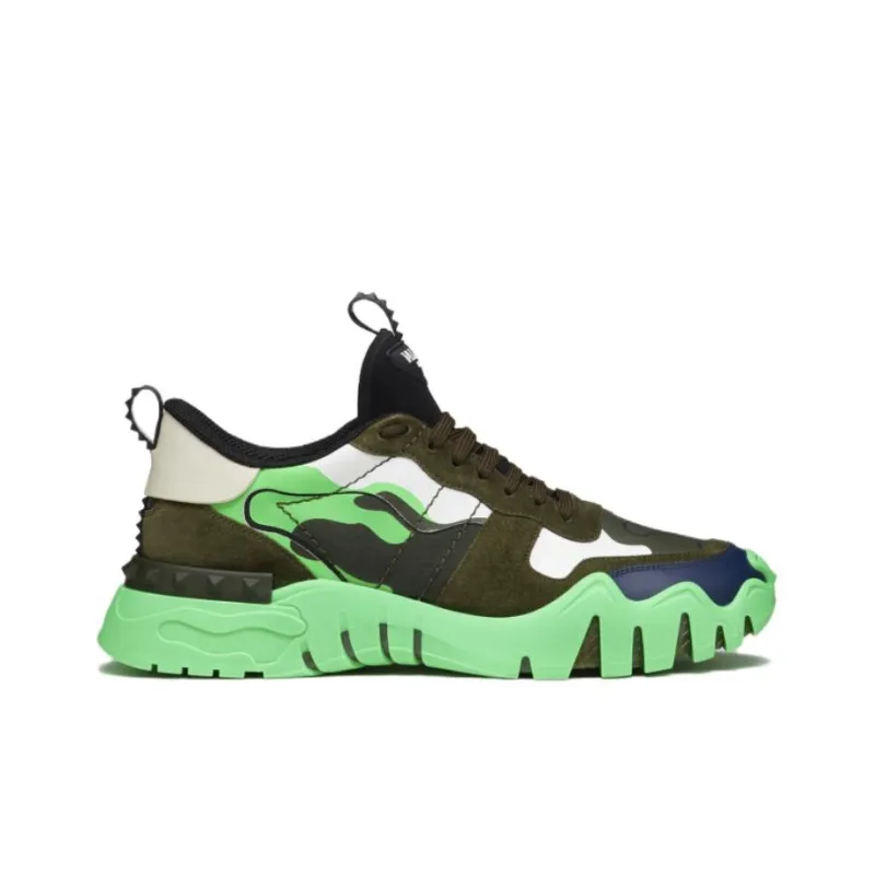 Valentino Rockrunner Plus GARAVANI Lightweight Low Top Casual Shoes Men's Green-1