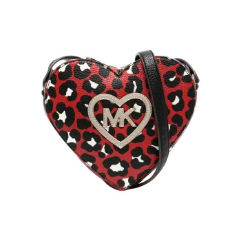 MICHAEL KORS Polyester Blend With Polyurethane Heart-Shaped Bag Crossbody Bag Shoulder Bag Kids' Black & Flame Red