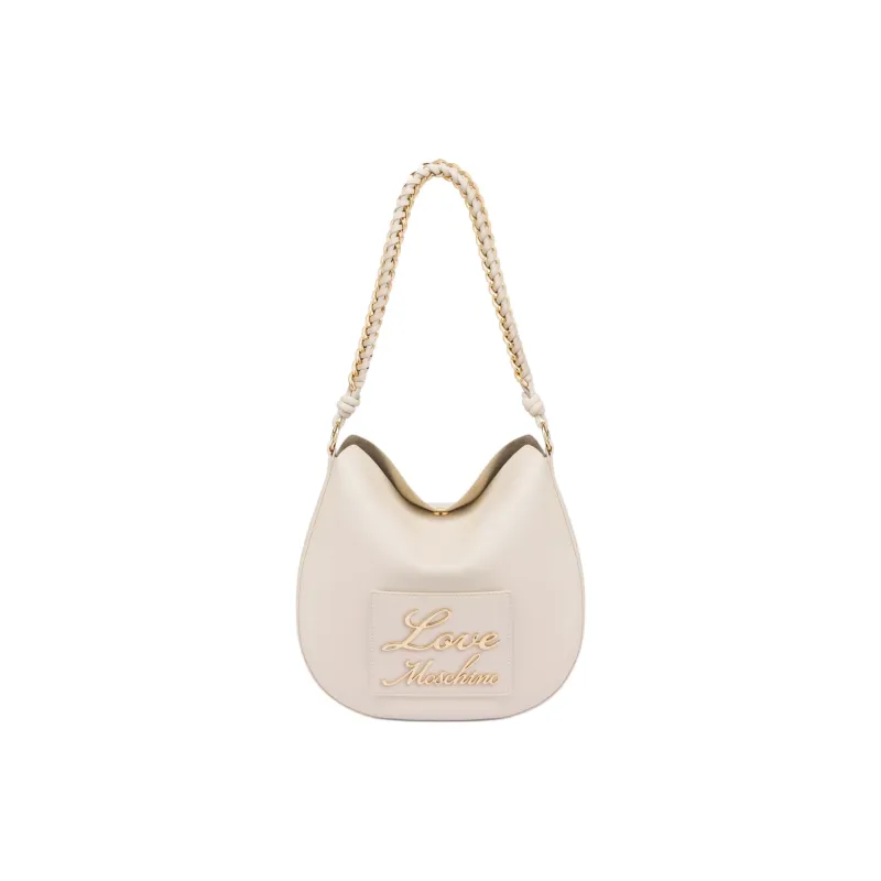 LOVE MOSCHINO PU Hobo Bag, Handbag, Shoulder Bag Women's Ivory White-0