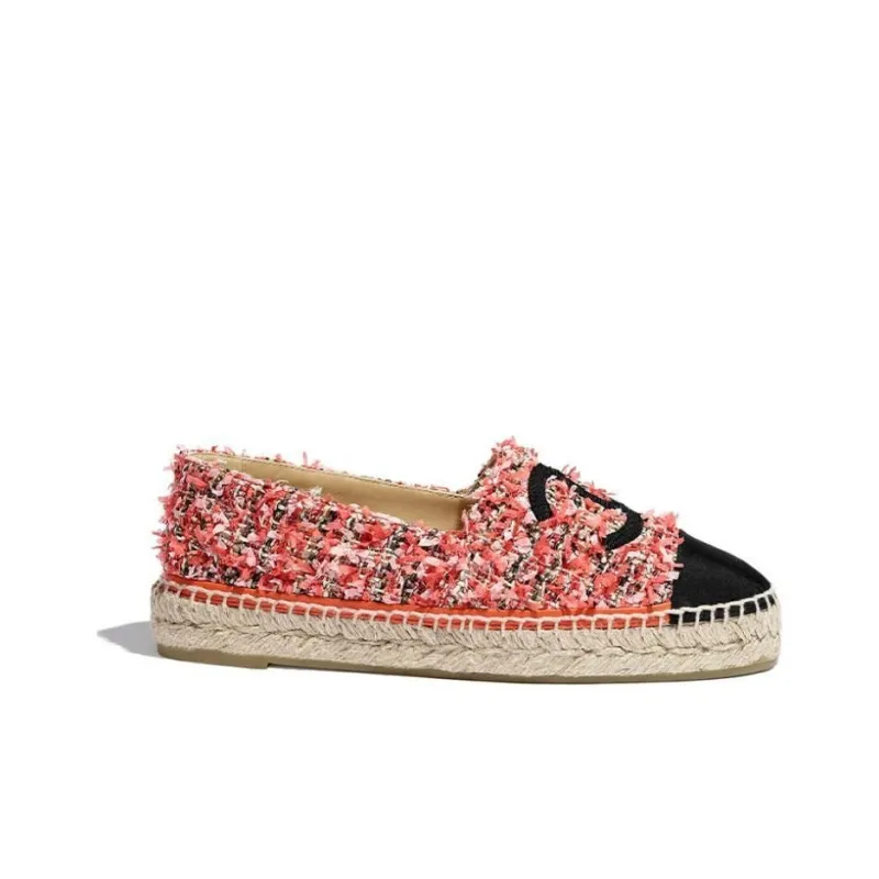 CHANEL Casual Single Shoes Women's Black Red-1