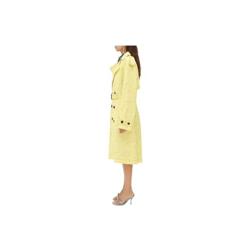 Bottega Veneta Textured Criss Cross Viscose Silk Trench Coat Women's Yellow-2