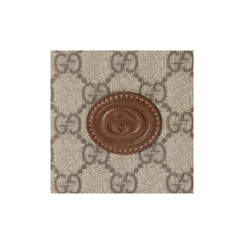 GUCCI GG Retro Series Canvas With Leather Binding Card Holder Wallet Passport Holder Men's Brown-8