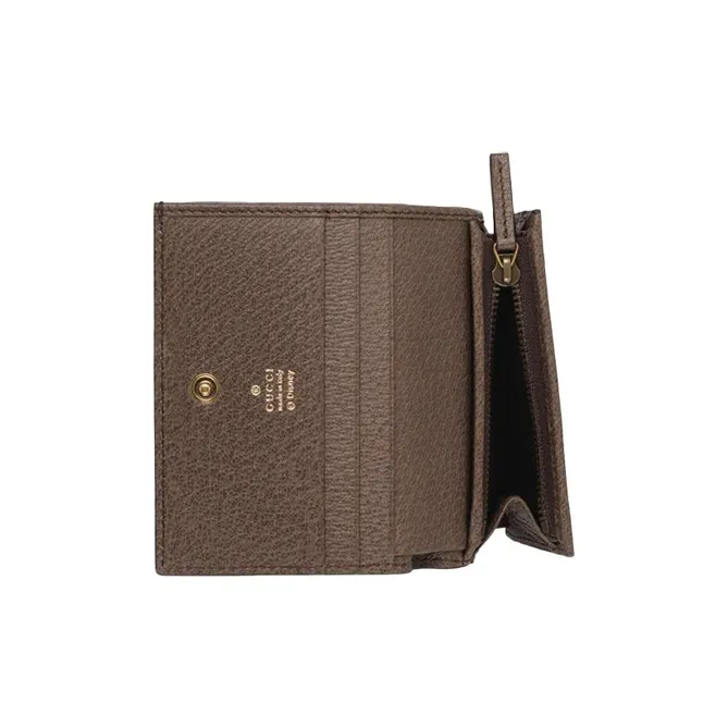 GUCCI Disney Collaboration Canvas With Leather Card Holder Women's Beige/Ebony-3