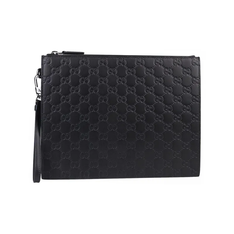 GUCCI Cow Leather Clutch Large Size Men's Black-0