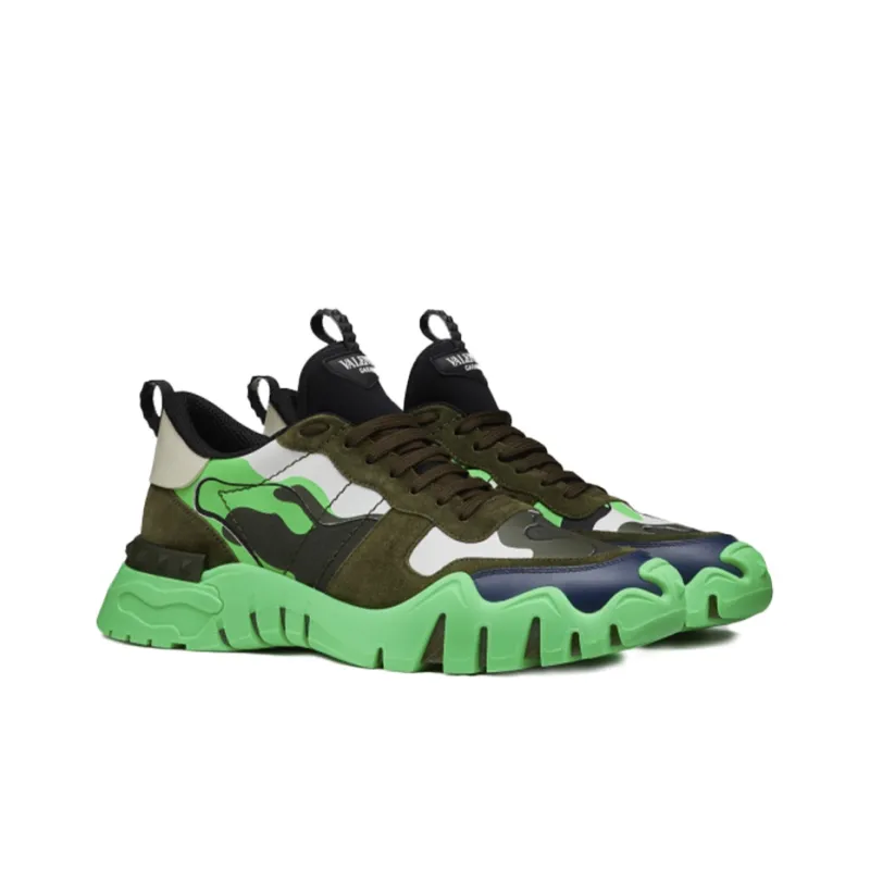 Valentino Rockrunner Plus GARAVANI Lightweight Low Top Casual Shoes Men's Green-2