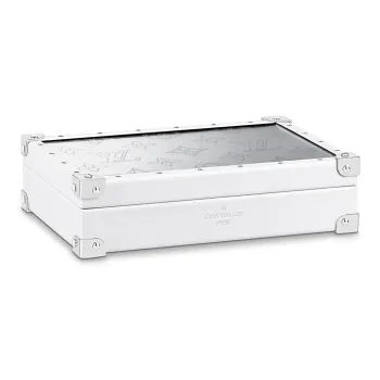 LOUIS VUITTON Leather Jewelry Box Hard Case Women's Silver
