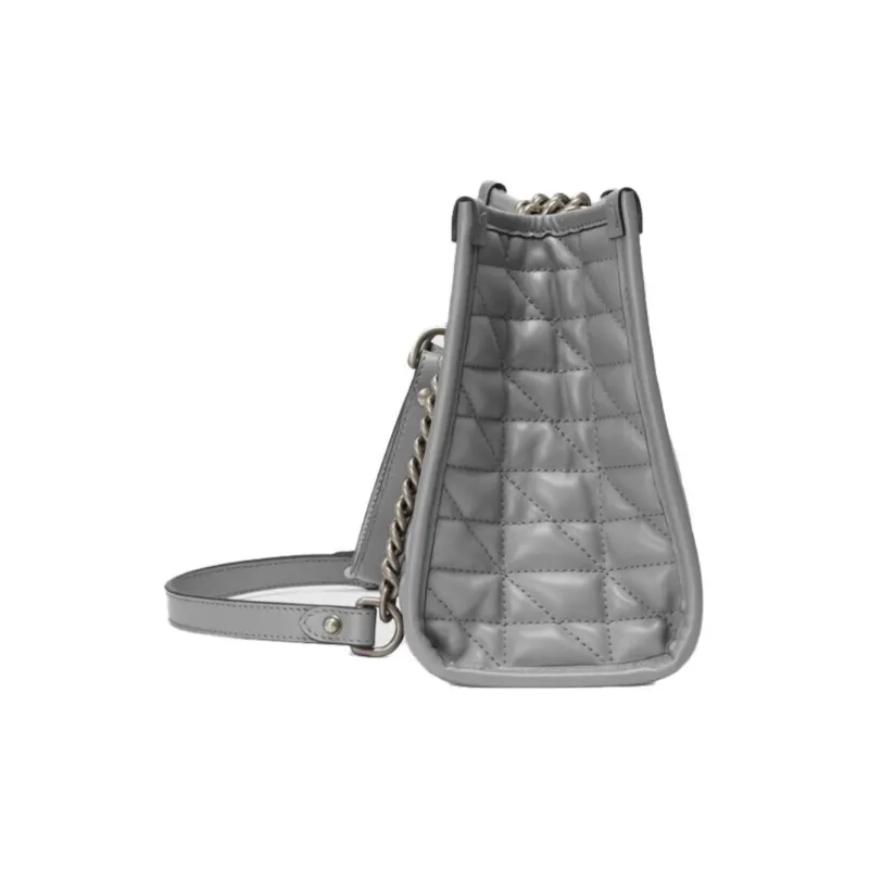 GUCCI Marmont Quilted Leather Tote Bag, Shopping Bag, Shoulder Bag, Crossbody Bag Women's Gray-2