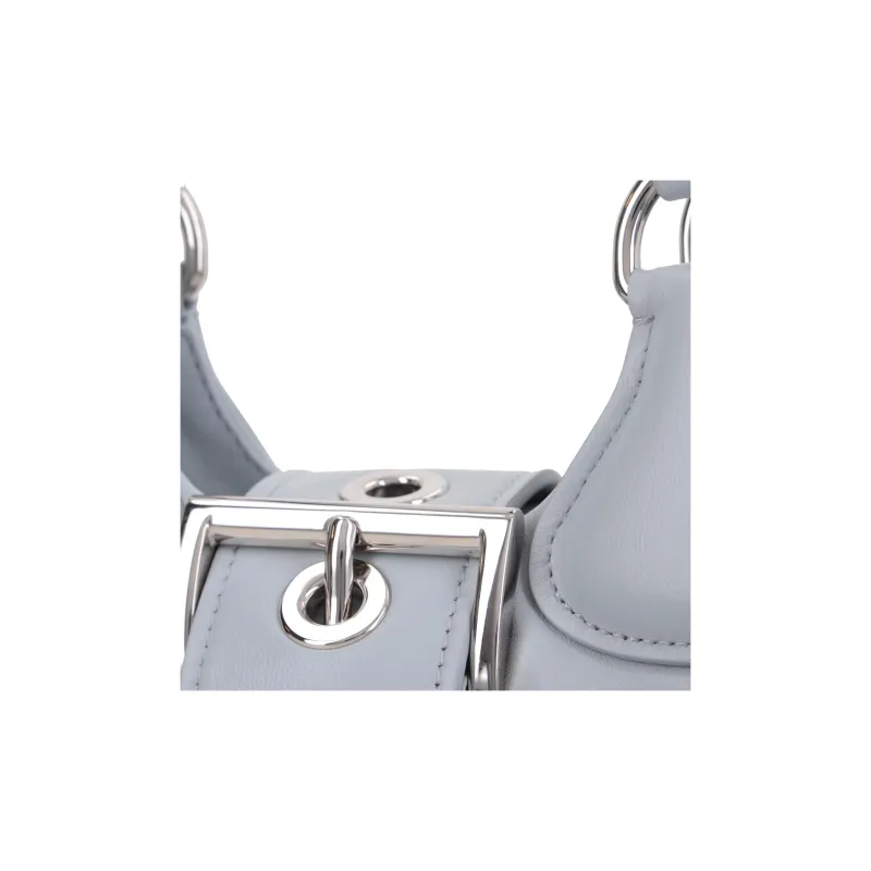PRADA Moon Series Leather Shoulder Bag Moon Bag Crossbody Bag Handbag Women's Light Blue-3