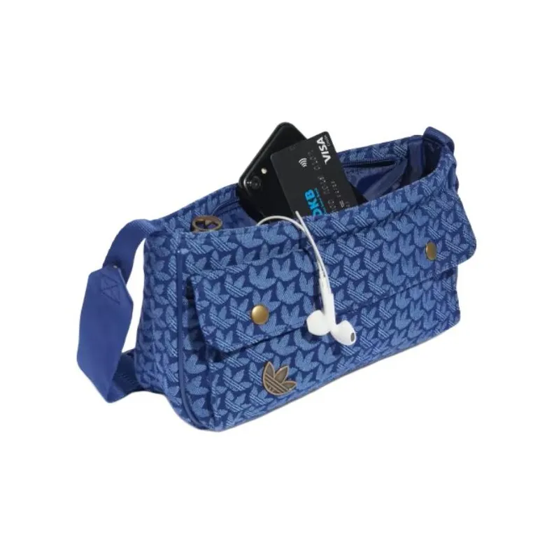 Adidas Cotton Sports Bag Shoulder Bag Women's Blue-3