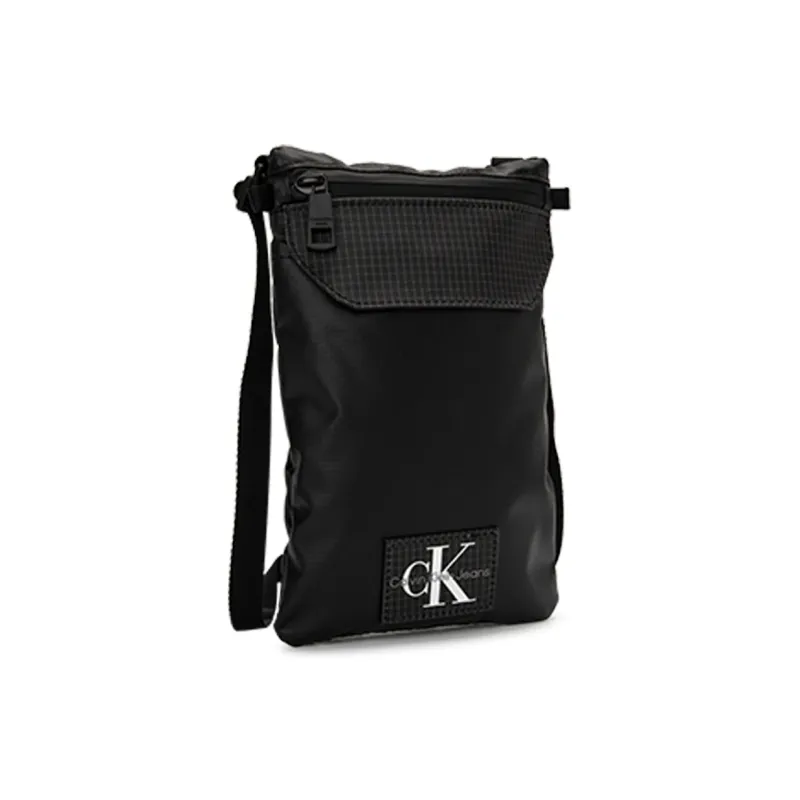 CALVIN KLEIN Fabric One Shoulder Crossbody Cell Phone Pouch Men's Black-1