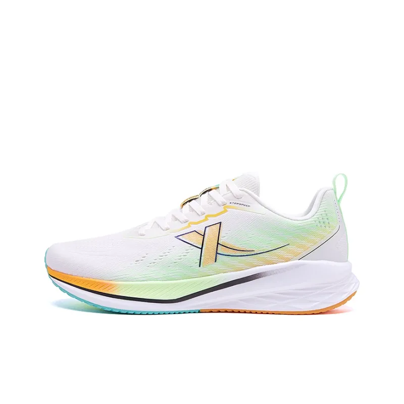 XTEP Speed 5.0LITE Cushioned Slip Resistant Abrasion Resistant Low Top Casual Running Shoes Men's White Green Orange-0