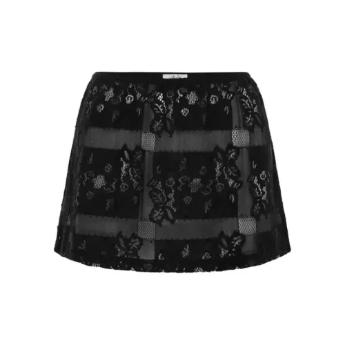 With Jean Casual Short Skirts Women's Black