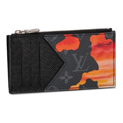 LOUIS VUITTON Coated Canvas Wallets Card Holders Men's Gray/Red