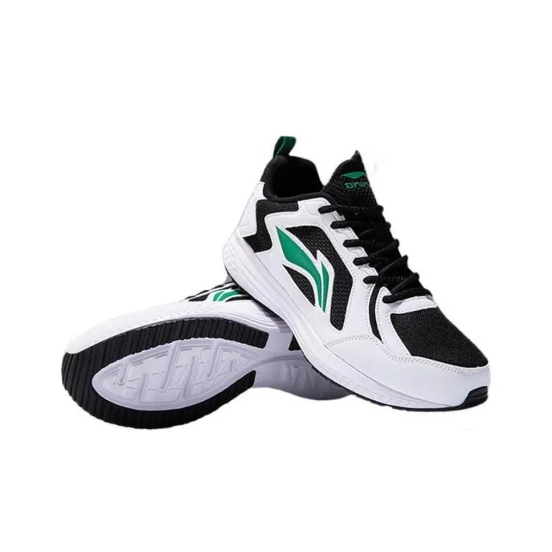 LiNing Cushioned Wear-Resistant Breathable Lightweight Low-Top Running Shoes Unisex Black White Green-4