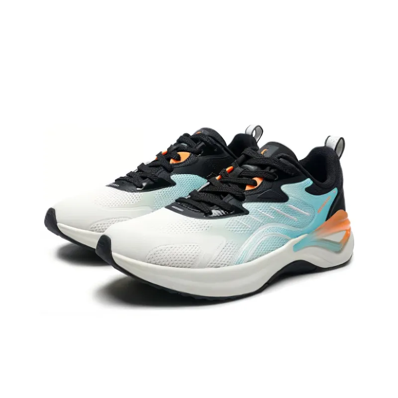 QIAODAN Falcon Hunting Cushioning Wear Resistant Low Top Running Shoes Men's Blue Black Orange-2