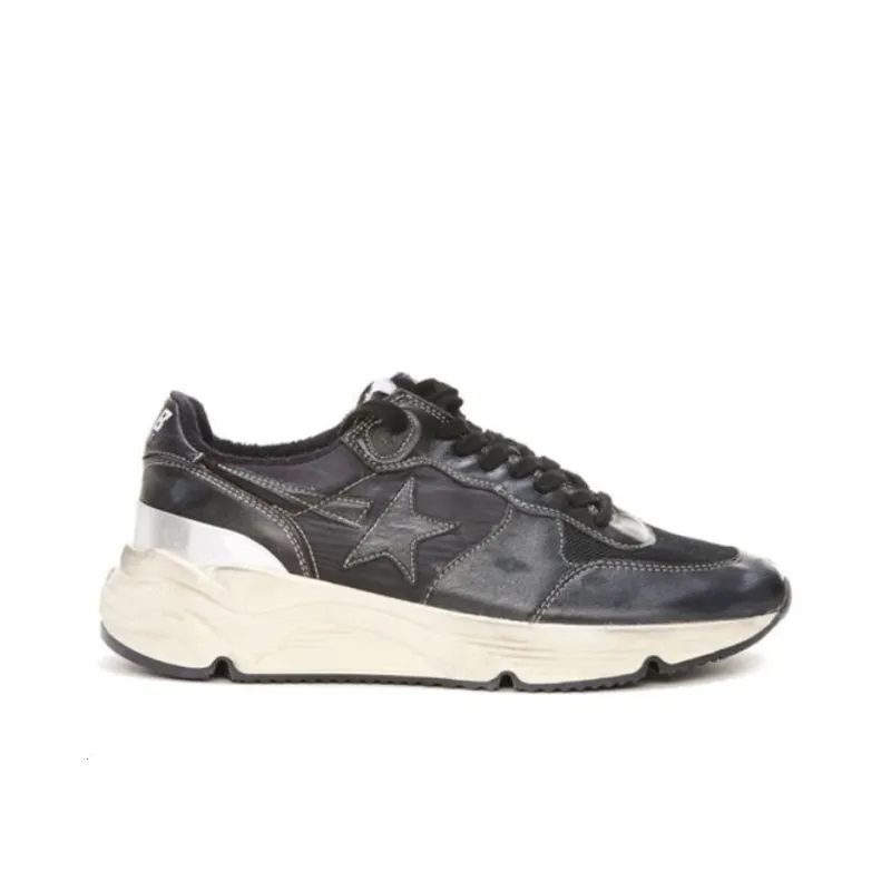 Golden Goose Running Sole Shock Absorbers Low Top Casual Shoes Men's Black Vintage Version-1