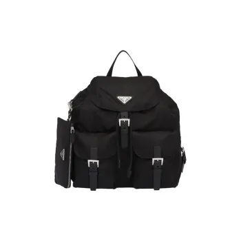 PRADA Saffiano Leather Detail Backpack Women's Black