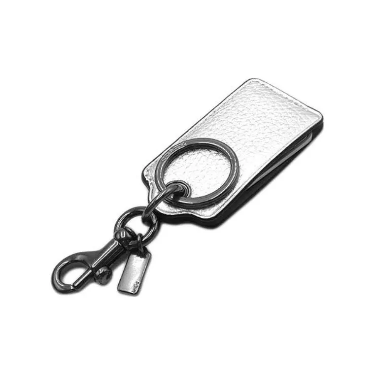 COACH Leather Keychain Bag Accessory Women's Silver-2