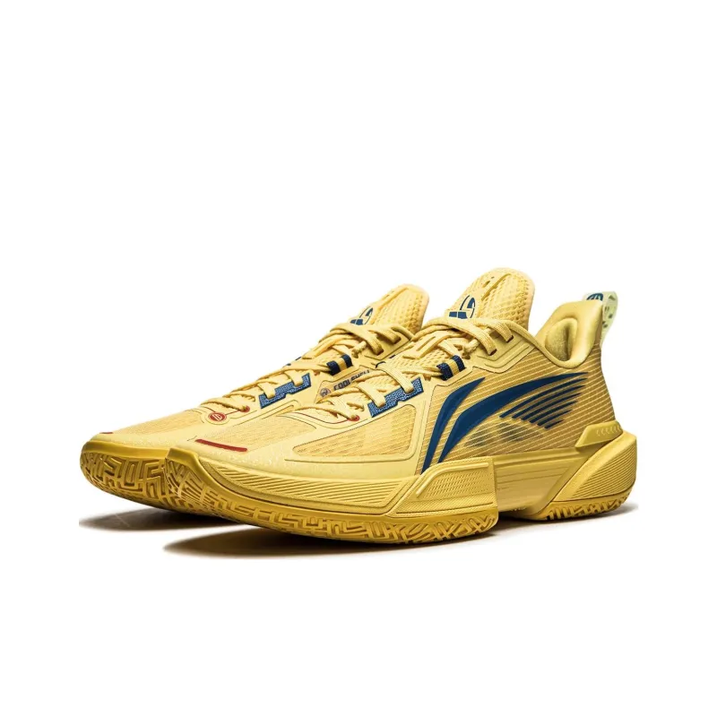 LiNing Light Speed 2 2.0 Cushioning Wear Resistant Low Top Basketball Shoes Men's Yellow Blue-2