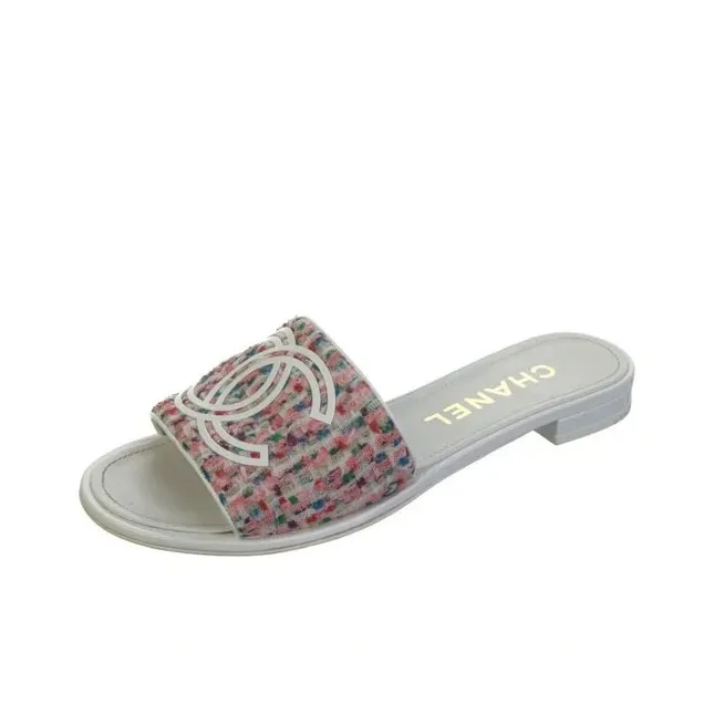 CHANEL Abrasion Resistant Slide Slippers Women's Red Blue Green-2