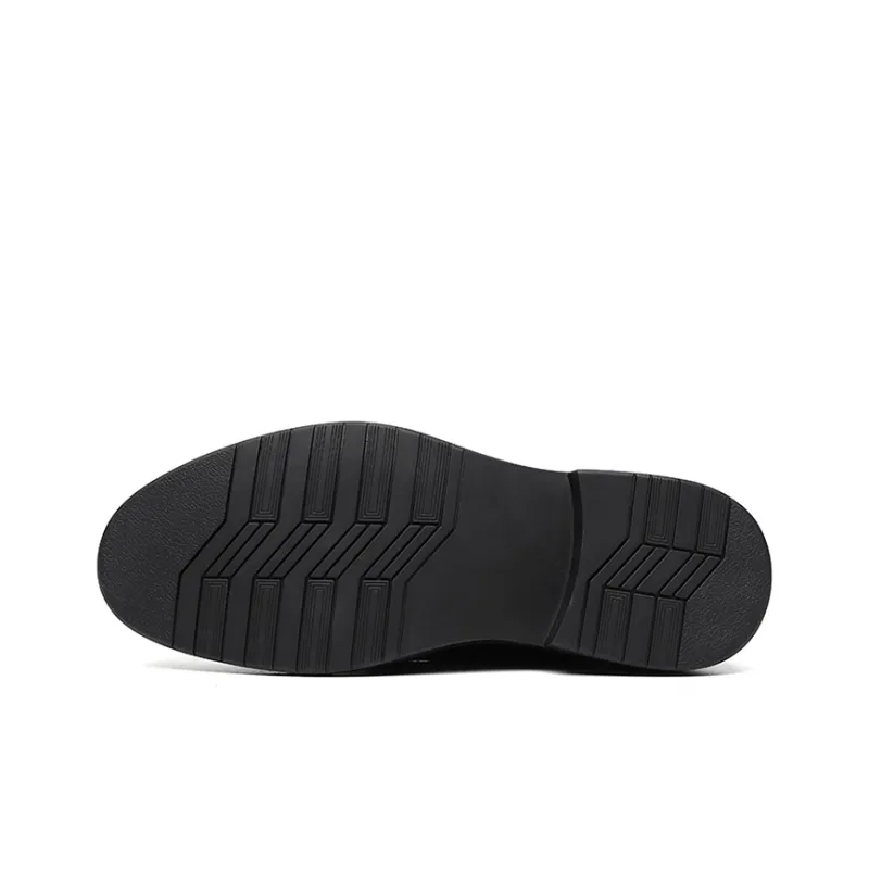 GZZ Dress Shoes Men Low Top Black-5