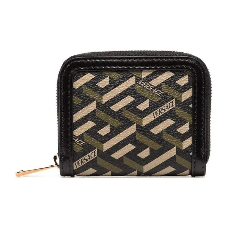 VERSACE Leather Wallet Women's Black & Green-0