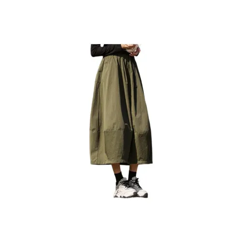 Dme Casual Long Skirts Women's Army Green