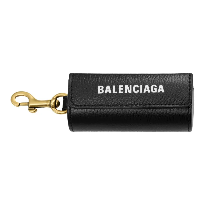 Balenciaga Grain Cow Leather Lipstick Bag Necklace Pouch Women's Black-1