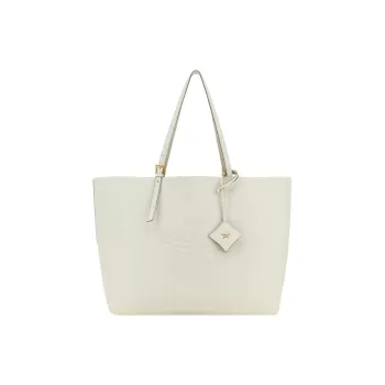 MCM Leather Tote Bag, Shopping Bag, Shoulder Bag, Handbag Tubas Women's White
