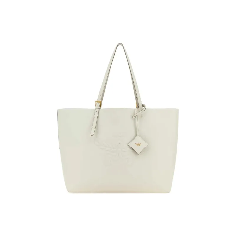 MCM Leather Tote Bag, Shopping Bag, Shoulder Bag, Handbag Tubas Women's White-0