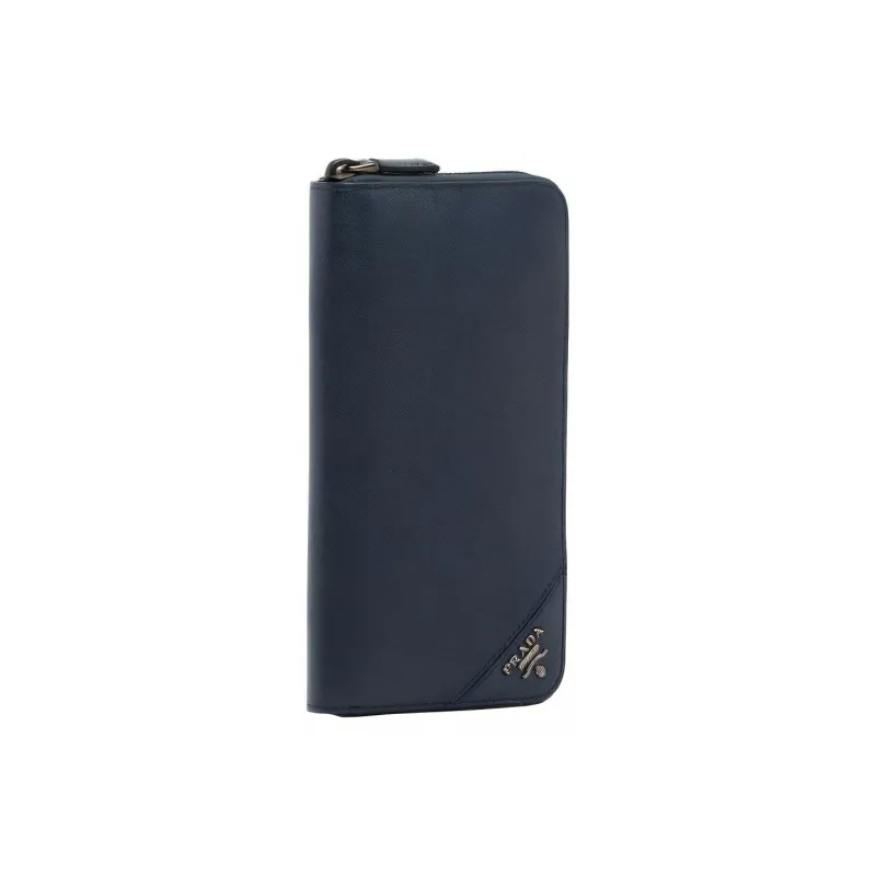 PRADA Cow Leather Wallet Men's Navy-1