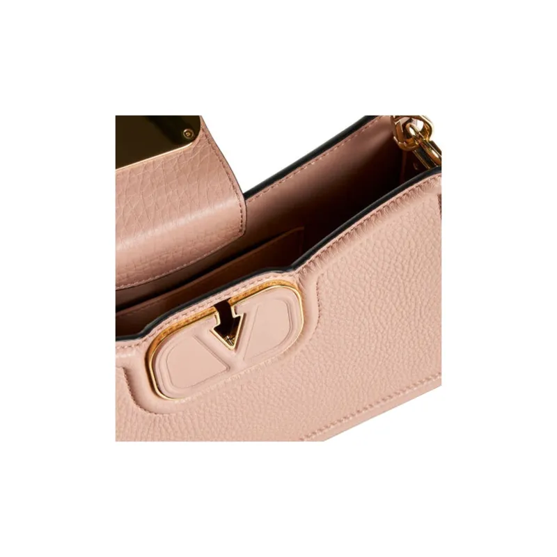 Valentino Calfskin Crossbody One Shoulder Handbag Women's Light Pink-4