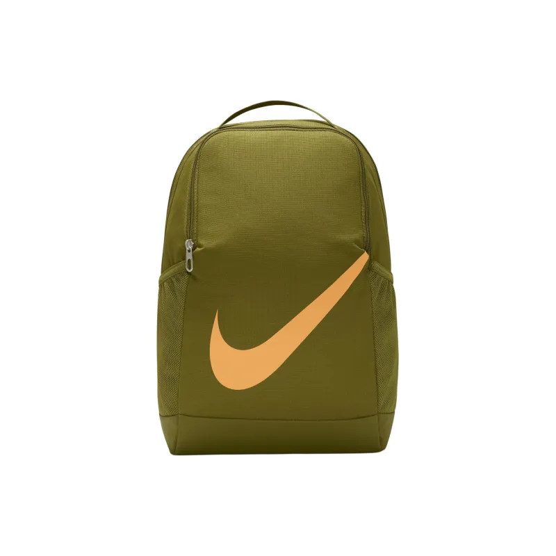 Nike Brasilia Polyester Backpack Unisex Olive Bright Orange-0