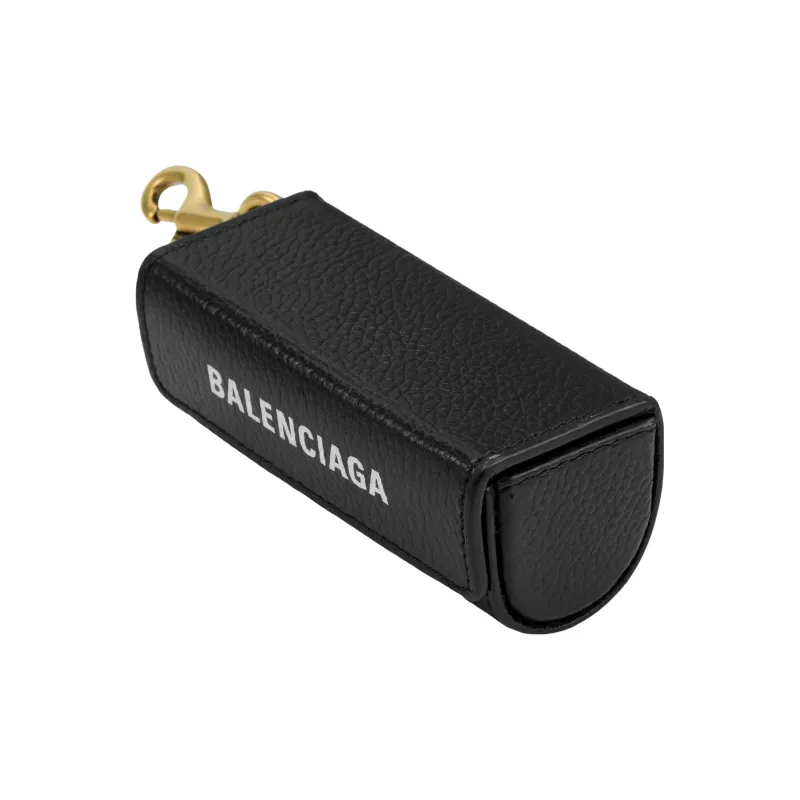 Balenciaga Grain Cow Leather Lipstick Bag Necklace Pouch Women's Black-2