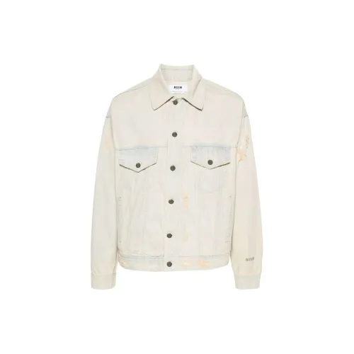 MSGM Denim Jackets Men Light Blue