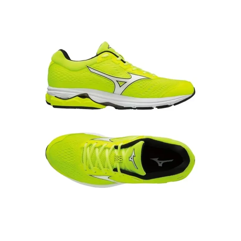 Mizuno Wave Rider 22 Anti-Slip Wear-Resistant Low-Top Running Shoes Men's Neon Yellow White-2