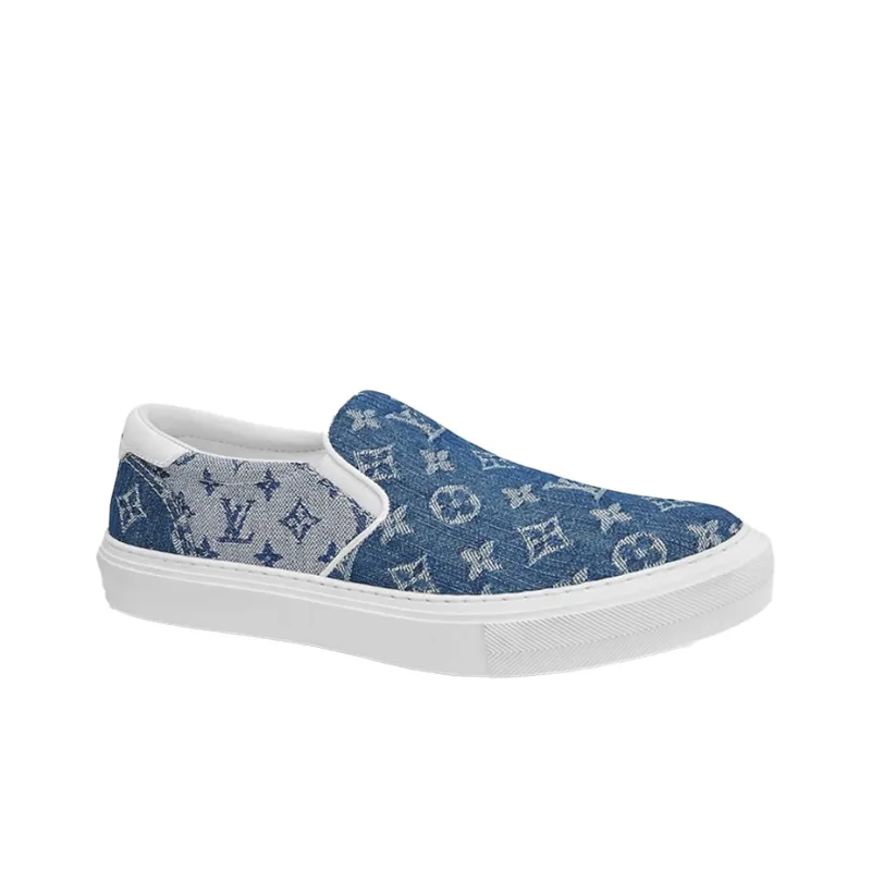 LOUIS VUITTON Trocadero Low Top Stylish Skateboarding Shoes Men's Blue White-1