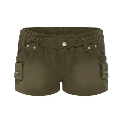 With Jean Casual Shorts Women's Olive Green