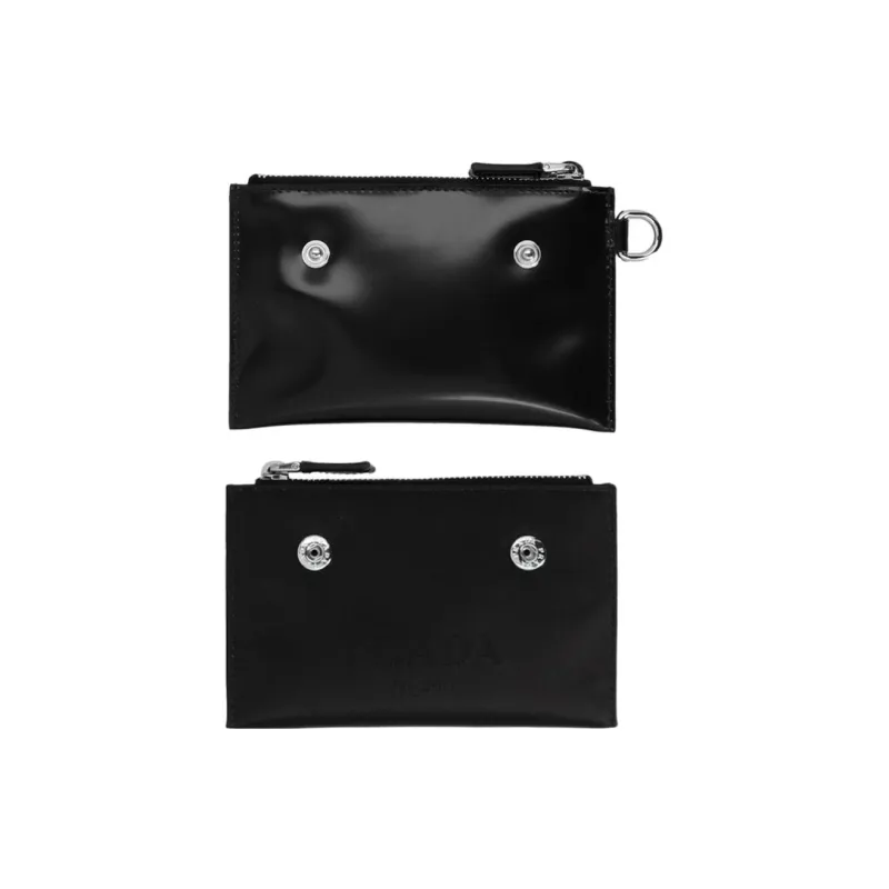 PRADA Cow Leather Clutch Men's Black-4