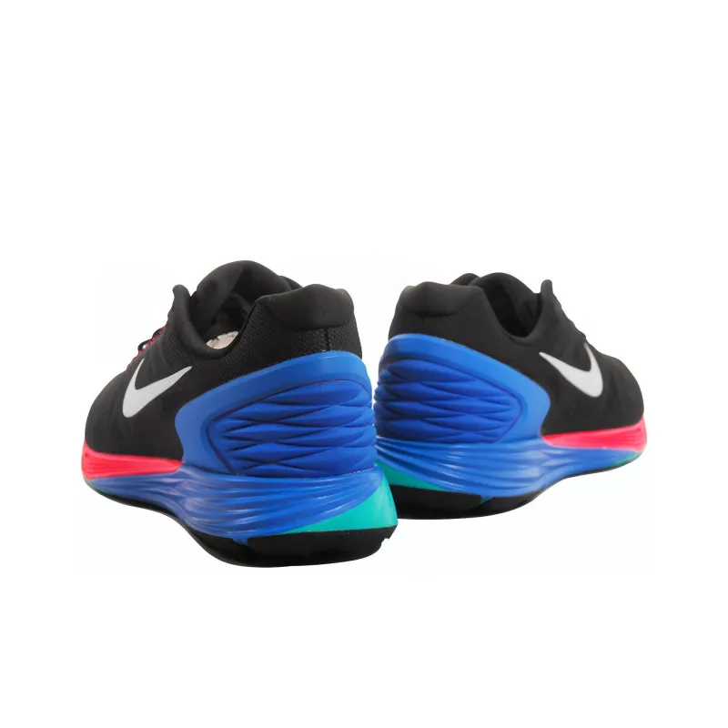 Nike Lunarglide 6 Cushioned Slip Resistant Breathable Low Top Running Shoes Men's Black Red Blue-3