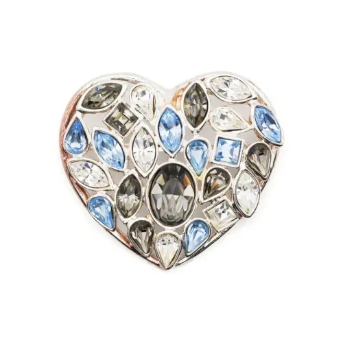 SAINT LAURENT 2000s Crystal embellished Heart Pin
