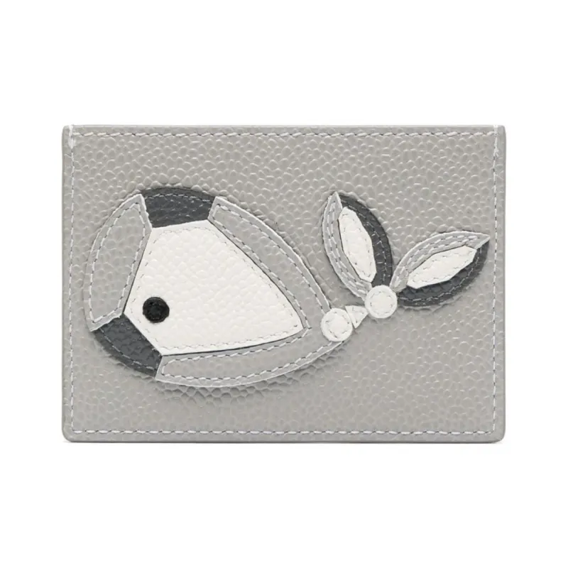 THOM BROWNE· Calfskin Card Clip Card Holder Men's Light Gray-0