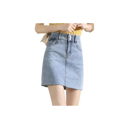 Tonlion Denim Short Skirts Women's Light Blue