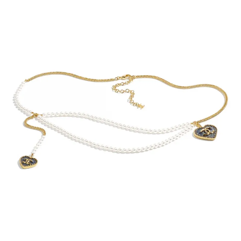 CHANEL Metal, Artificial Pearl Waist Chains Women's White/Gold -1
