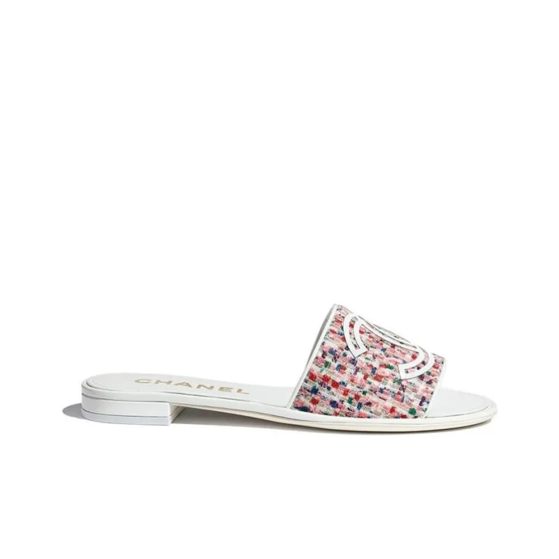 CHANEL Abrasion Resistant Slide Slippers Women's Red Blue Green-1