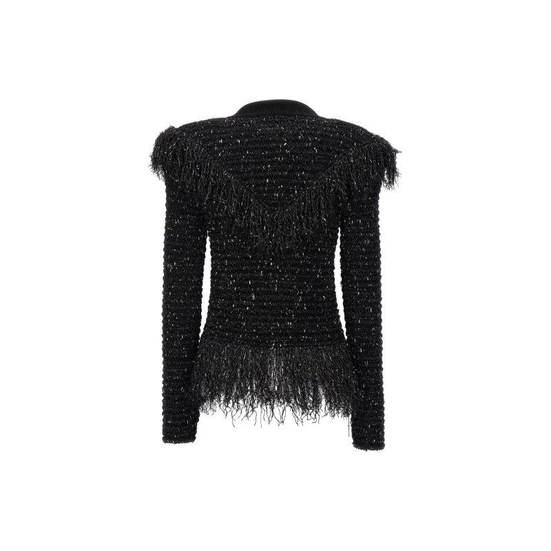 BALMAIN Glittered Fringed Short Jacket-1