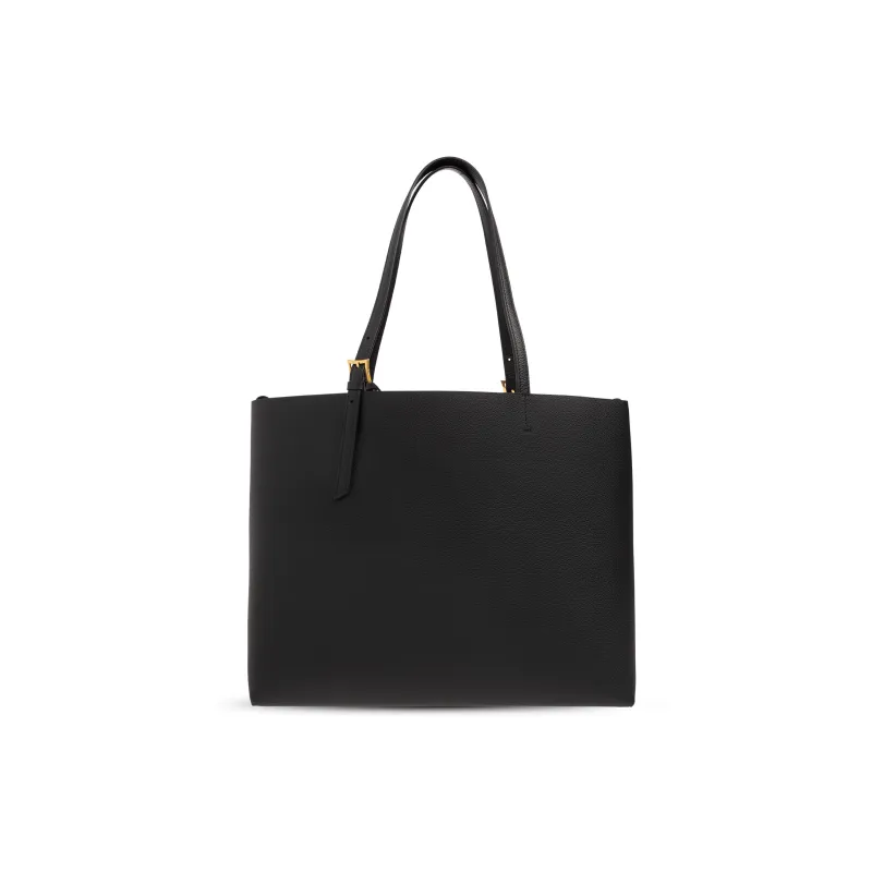 MCM Embossed Leather Tote Bag Shopping Bag Shoulder Bag Handbag Medium Size Women's Black-2