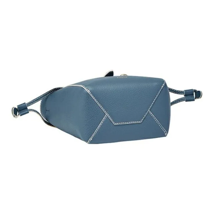 Furla Net Collection Pebbled Leather Basket Bag Shoulder Bag Crossbody Bag Handbag Mini Women's Blue-2